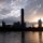 Donauinsel bei Wien in der Morgendämmerung