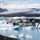 Gletscherlagune Jökulsarlon, wo der Breidamerkurjökull-Gletscher Eisberge kalbt
