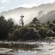 am Fuss der Paparoa-Range - Berge hängt der Morgennebel